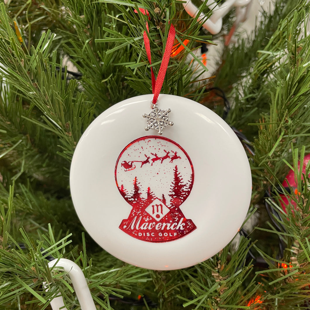 #50 Disc Golf Mini Marker Christmas white ornament